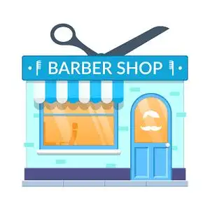 彩色卡通理发店矢量素材