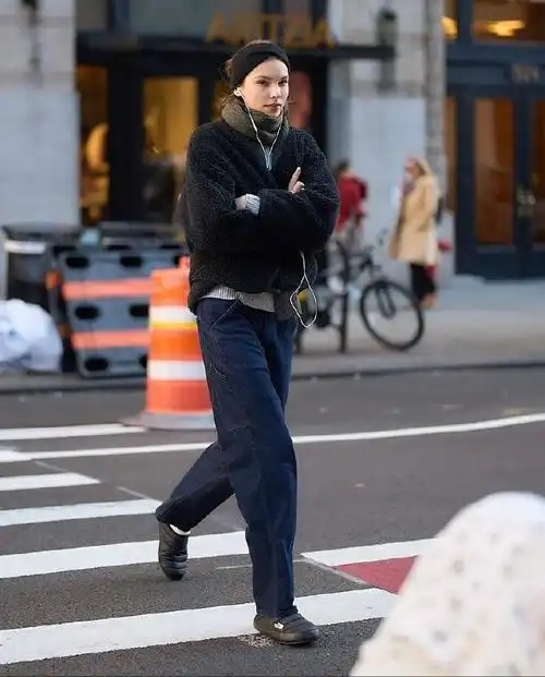 纽约街头长腿模特穿搭街拍#时髦精穿搭look##穿搭分享