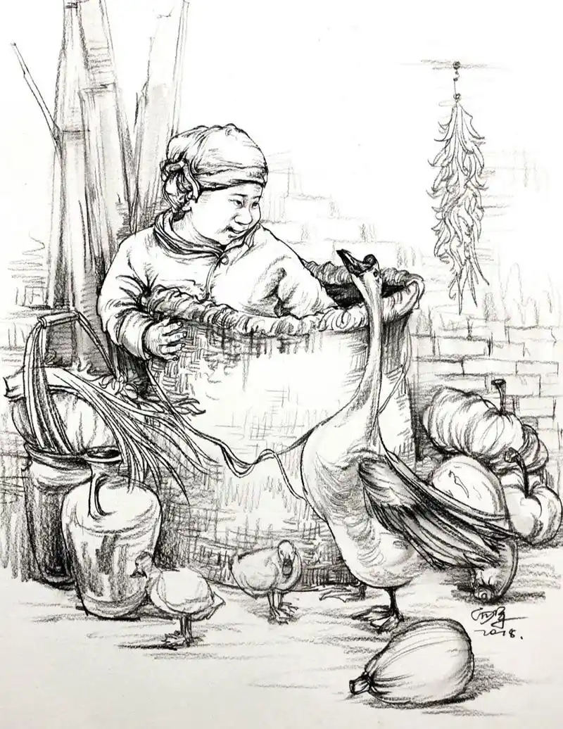 优秀速写人物组合场景34张超详细临摹速写素材干货