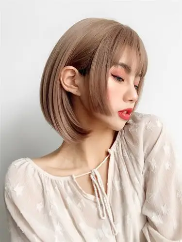 假发刘海公主发式姬发发套自然粉色网红短发整顶假发