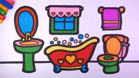 儿童简笔画 一起学画画 简笔画 浴室简笔画教程