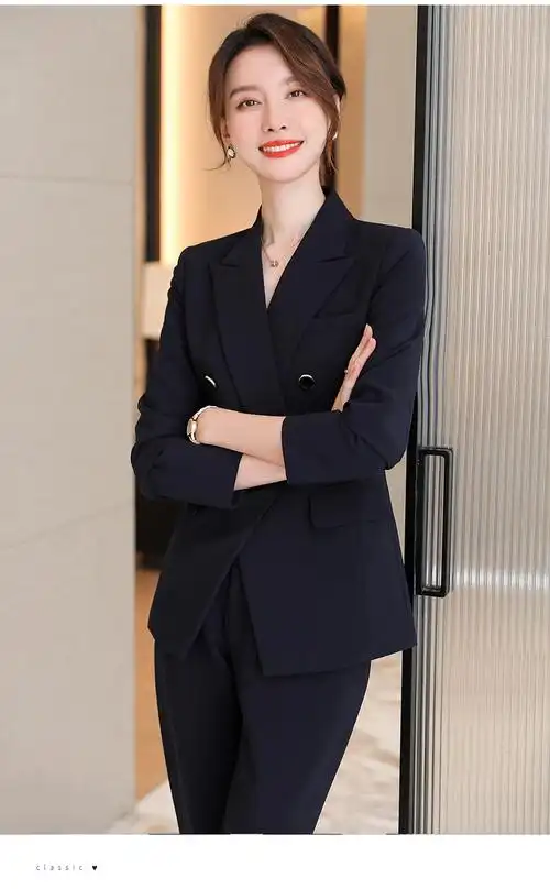 诗璐雅总裁职业套装女秋冬季名媛气质行政管理工作服经理面试工装藏青