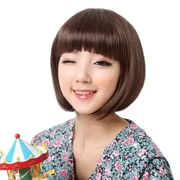 日韩新款假发女短发直发真人发波波头齐刘海bobo头齐耳短发头套