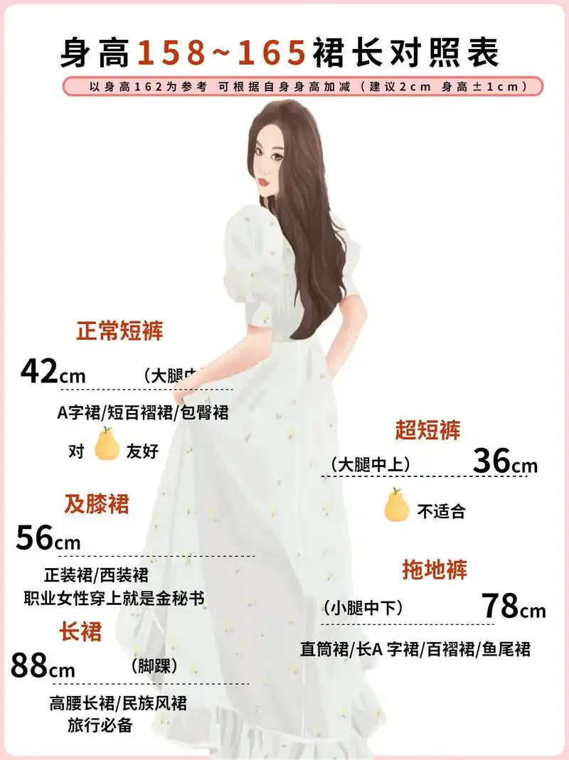 身高158~170裙长对照表,记得收藏.喜欢穿裙子的小仙女们 - 抖音