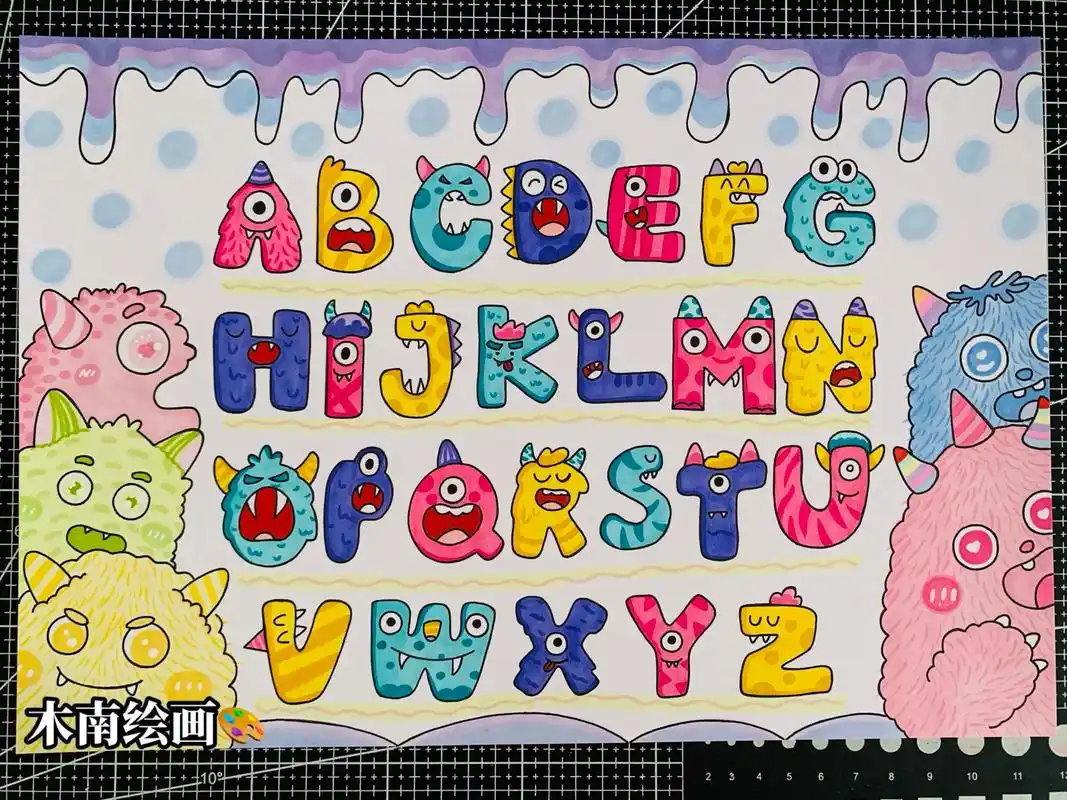 26个字母创意画 #英文字母创意画 #字 - 抖音