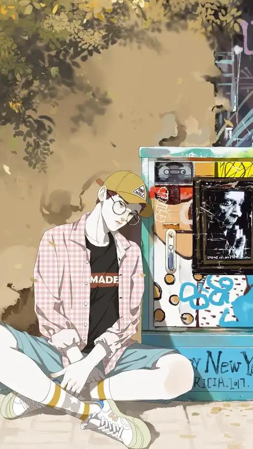 壁纸 - 韩系男生潮流插画 素材 ins 韩系 可爱 简约 手绘 动漫 锁屏