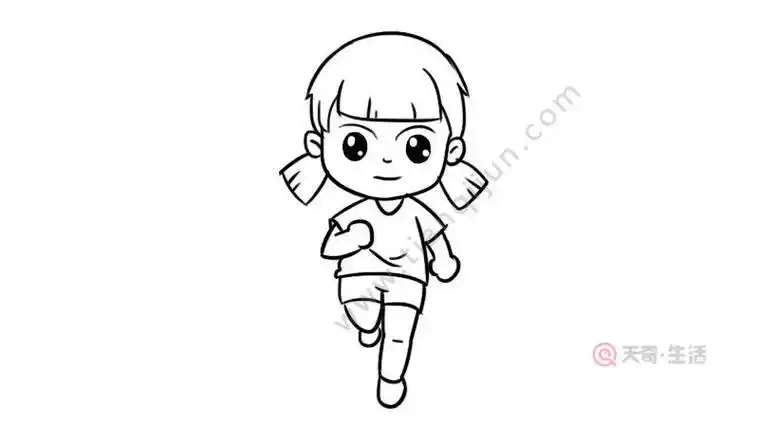 正在跑步的可爱小女孩简笔画