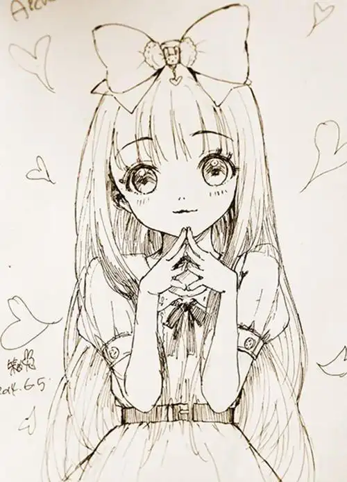 漫画人物简笔画手绘线稿