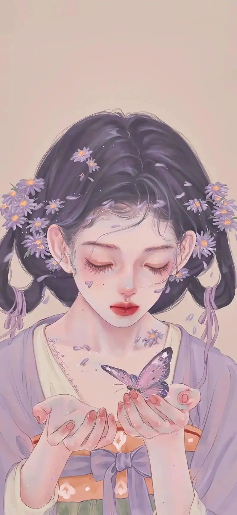 送你一张壁纸 #插画 #锁屏壁纸 #高级感#动漫美女 壁纸 - 抖音