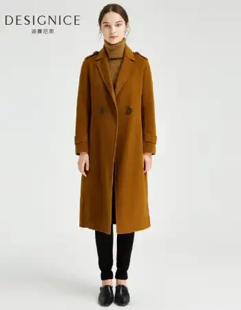 迪赛尼斯designice 休闲双排扣长款呢大衣 栗色 xl【图片 价格 品牌