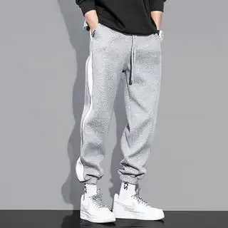 潮牌灰色卫裤男秋冬运动裤束脚长裤直筒宽松秋季休闲裤子春秋