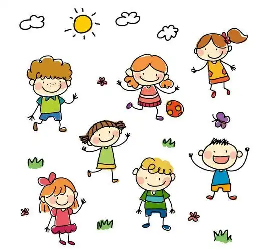 一堆小孩简笔画
