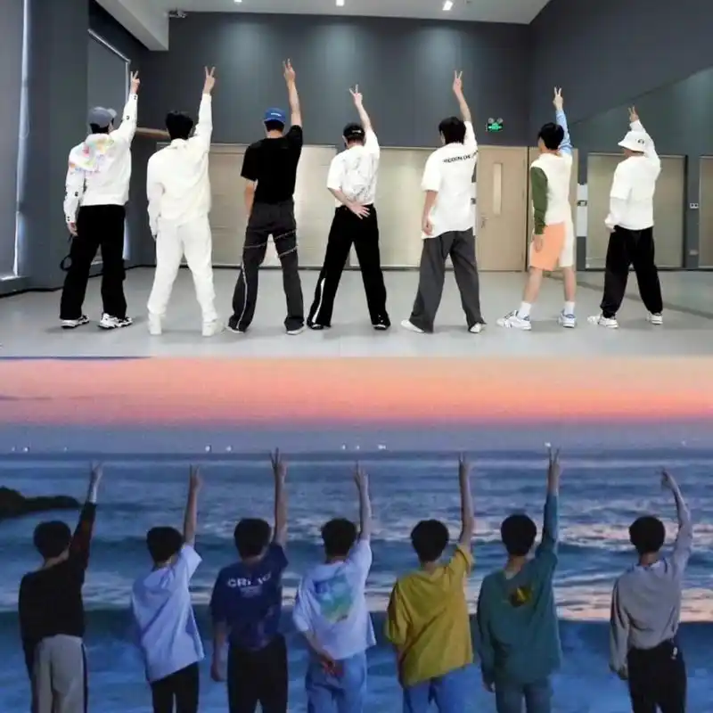 时代少年团三亚海边合照时代少年团海边拍照姿势 就知道一去海边就会