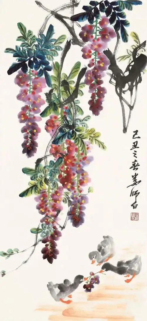 娄师白画小鸭天真稚拙