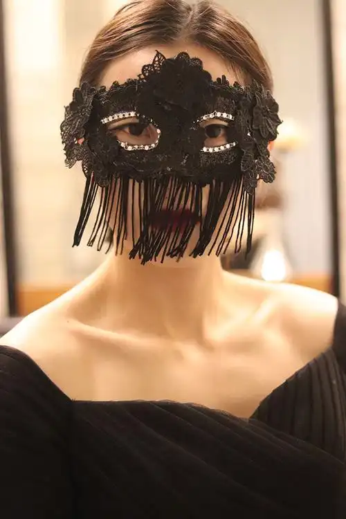 万圣节圣诞节日节庆表演美女女款假面舞会派对面具歌手蒙面黑色潮 a款