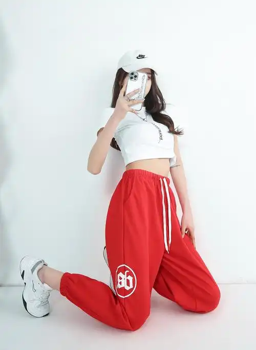 高中女生街舞服装女成人爵士舞跳舞jazz裤露脐套装女风格女装嘻哈表演