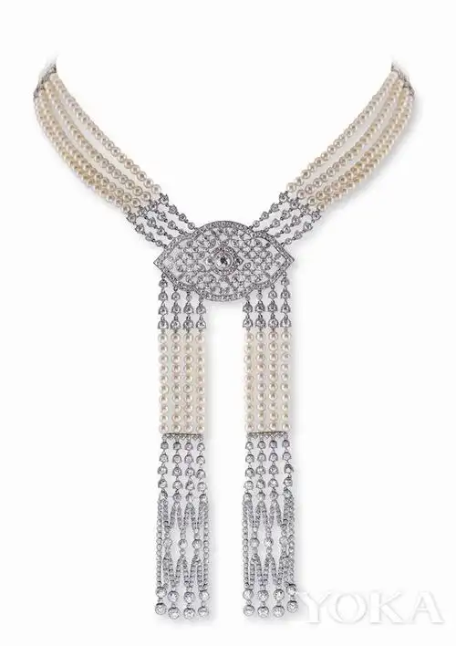 卡地亚cravate天然珍珠与钻石项链