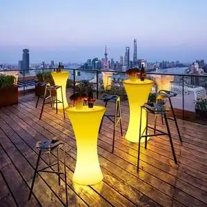 户外发光吧台桌高脚桌活动酒会创意桌椅组合清吧酒吧圆形休闲散台