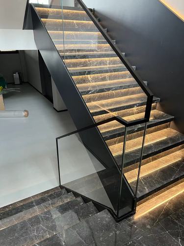 玻璃侧装宅边金卡预埋固定扶手不锈钢楼梯包边楼梯扶手