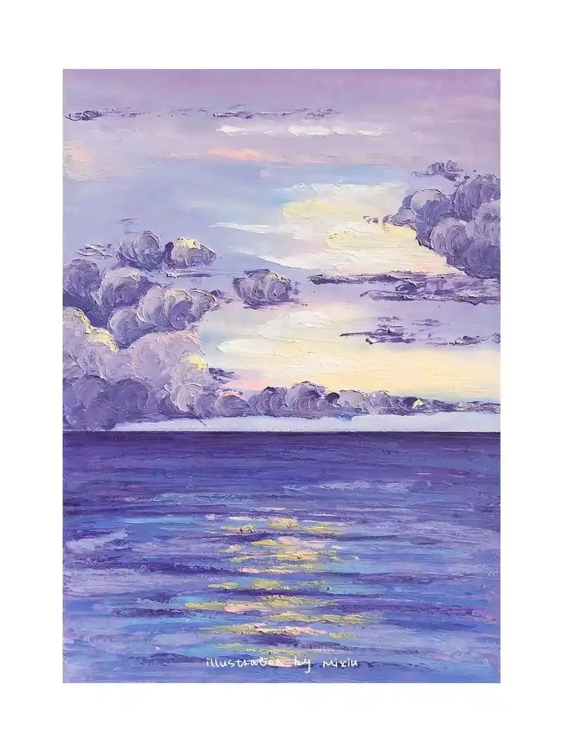 创作灵感 梦幻大海#油画棒 #油画棒风景画 #治愈系风景 - 抖音