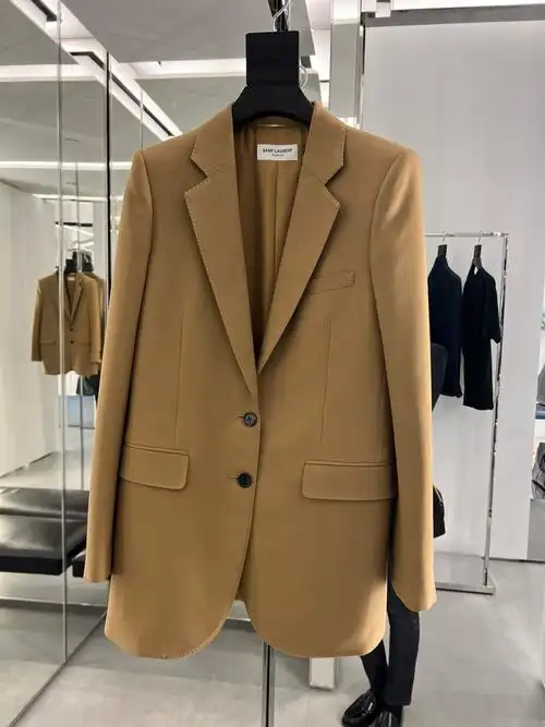ysl卡其色西装外套