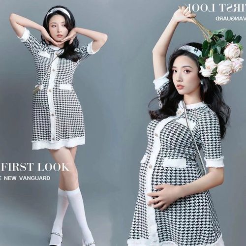 2023展会新款孕妇写真影楼服装孕妈大肚子摄影服饰小香风孕妈咪照
