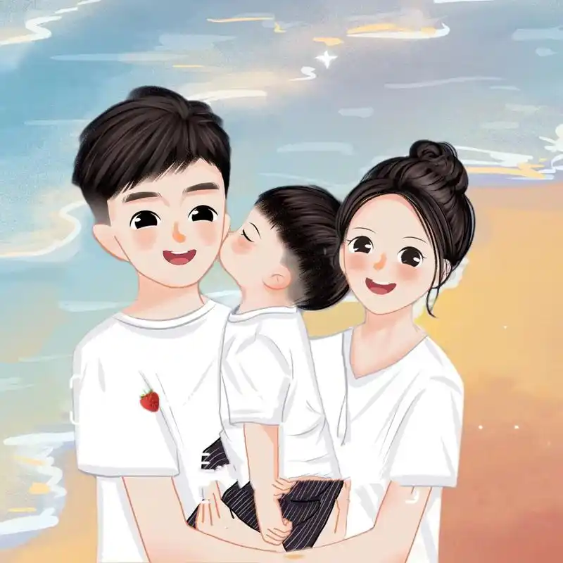 一家三口四口全家福头像/背景图 你才不是偷走妈妈青春的小偷 你是