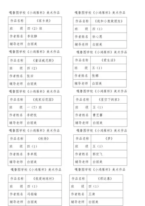 美术作品标签模板