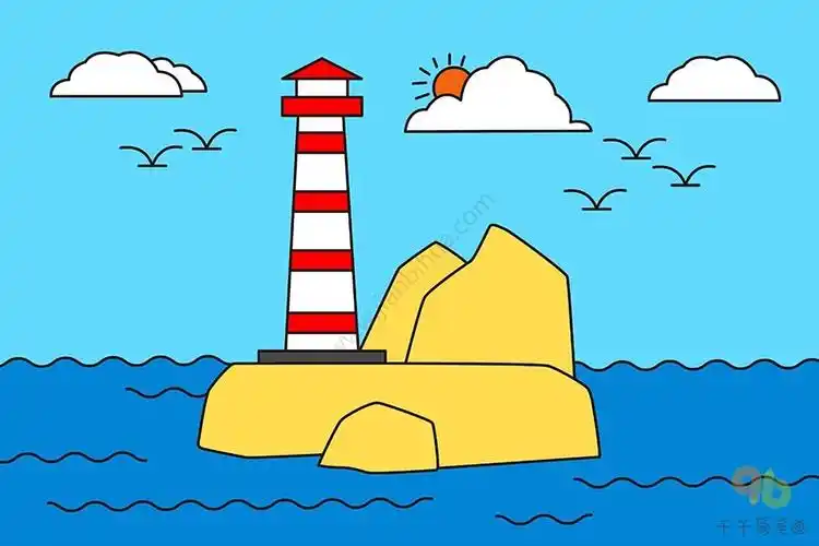 美丽的大海简笔画图片