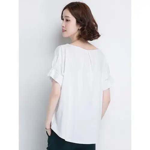 恒源祥女士短袖t恤夏款短袖薄款圆领纯白色t恤衫百搭简约上衣棉t桖