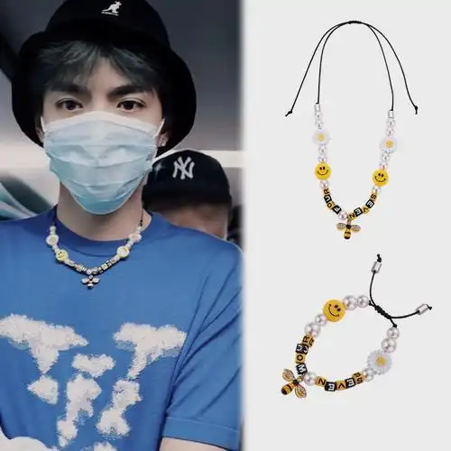 项链嘻哈男女亦凡吴亦凡手链百搭小蜜蜂网红字母项链