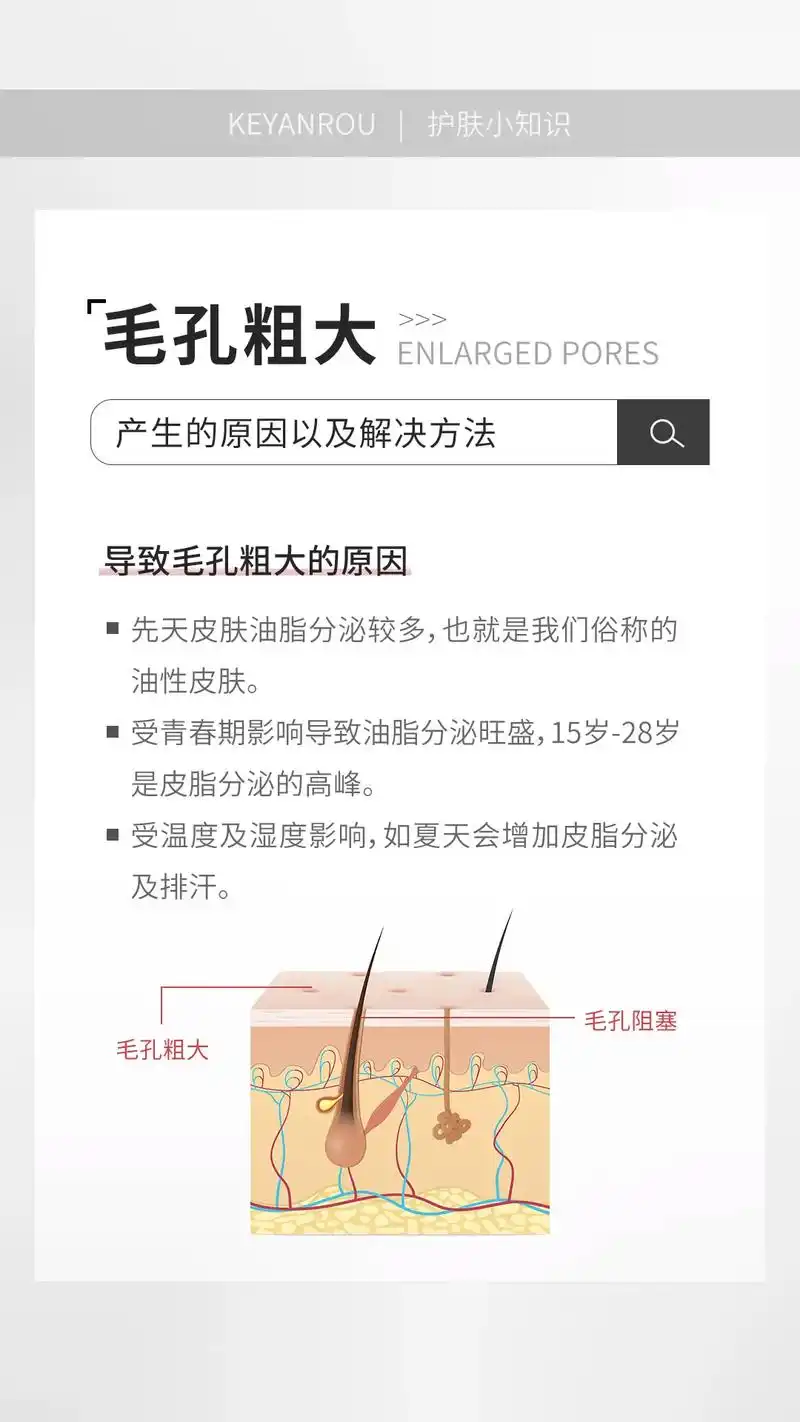 毛孔粗大的原因以及解决办法!导致毛孔粗大的原因:皮肤油 - 兑趑