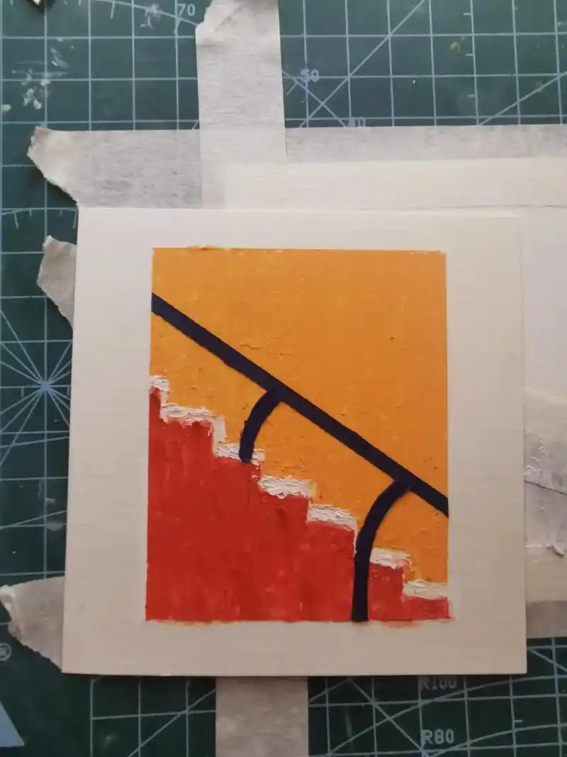 油画棒风景画楼梯画2撞色