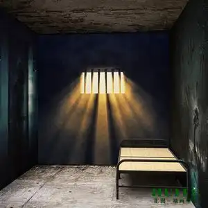 剧本杀监狱背景墙纸恐怖屋密室逃脱换装馆拍照壁纸轰趴主题房墙布