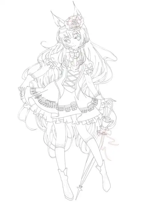 求动漫人物线稿,不要q版,尽量复杂的