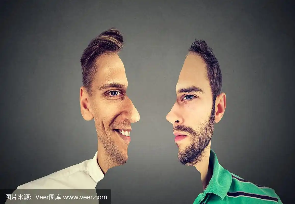 两个人,正面视角,青年男人,肖像,侧面像