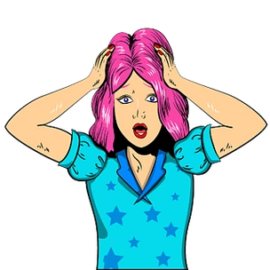 抓着头发纠结的红发美女可爱卡通动物虎仔微信手机表情包动漫人物红色