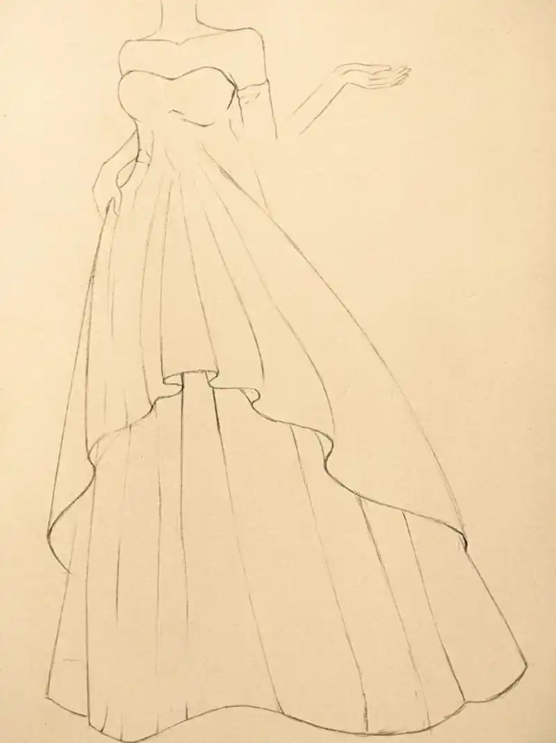 美女婚纱黑白简笔画