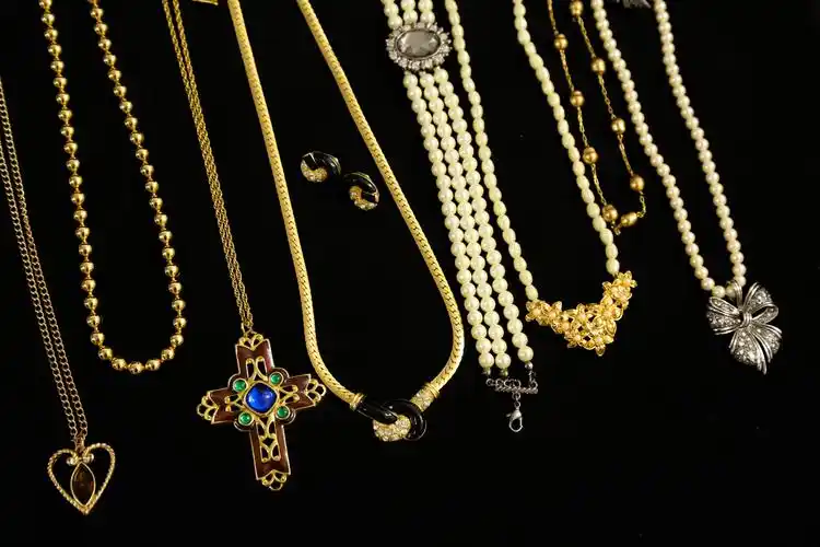 vintage西洋古董avon十字架金色重工项链夸张复古项链