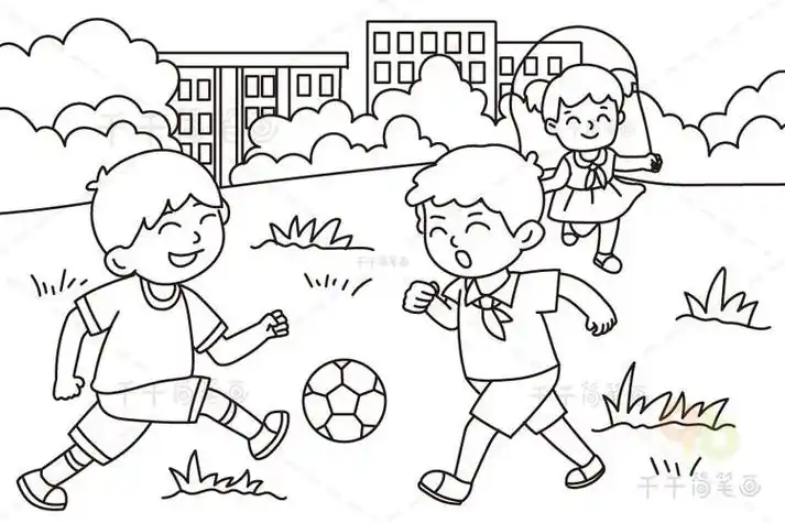 看图写话 体育课堂单图专项训练简笔画