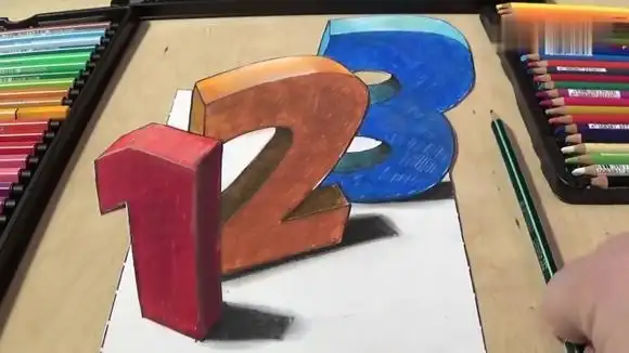 几分钟就能学会的3d立体画,数字1,2,3,快去孩子面前露一手吧-教育视频