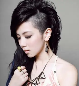邓紫棋单边铲青发型图片 90后潮女惊艳