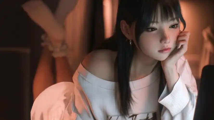 可爱 居家 女孩 长发 白色衣服 好看 动漫 美女 高清 壁纸