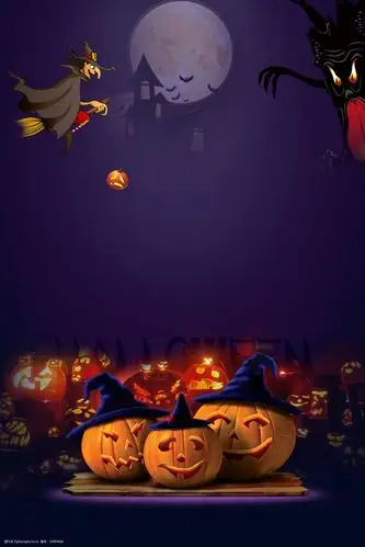 万圣节快乐南瓜灯海报背景素材