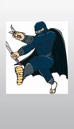 卡通风格的插图一个蒙面忍者武士超级英雄手矢量图