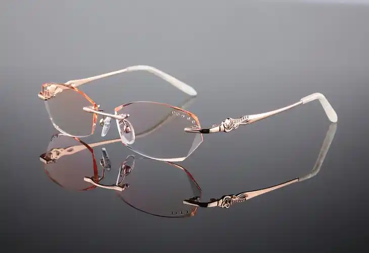韩国高端定制钛合金无框镜架变色近视镜片钻石定制成品光学镜