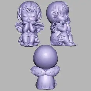 小天使女孩圆雕图图纸三维立体图雕刻机stl文件3d打印模型素材066