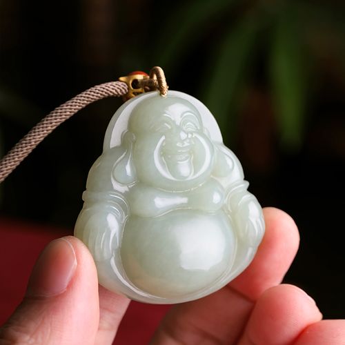 祥祯福和田玉吊坠女玉佛挂坠天然青玉笑佛大肚弥勒佛玉坠配挂绳