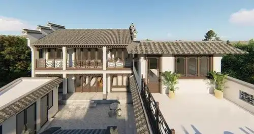 16x24米,农村两层徽派别墅,带露台,半地下室,室内6室4厅