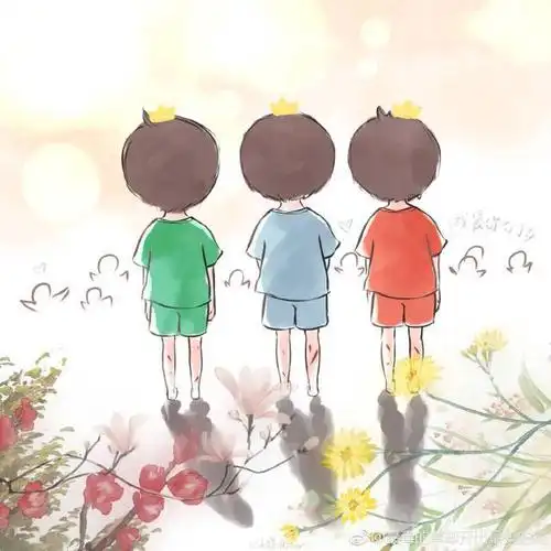 「tfboys」「分享」190325 三只简单搭配现整齐背影,蓝绿红衣服象征